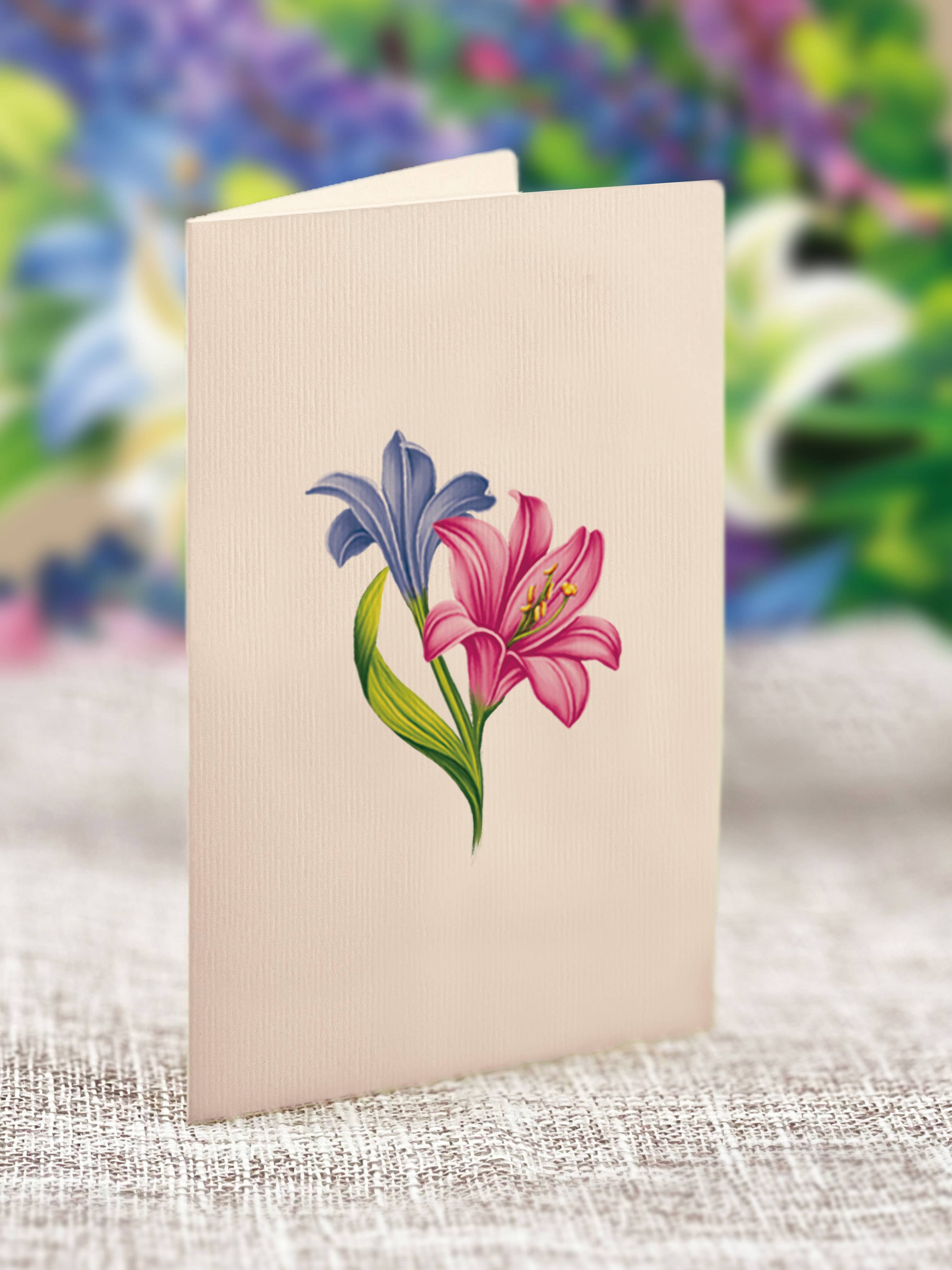 FreshCut Paper LLC - Wholesale Everyday Greeting Card - Mini Lilies & Lupines (10 Pop-up Greeting Cards)5
