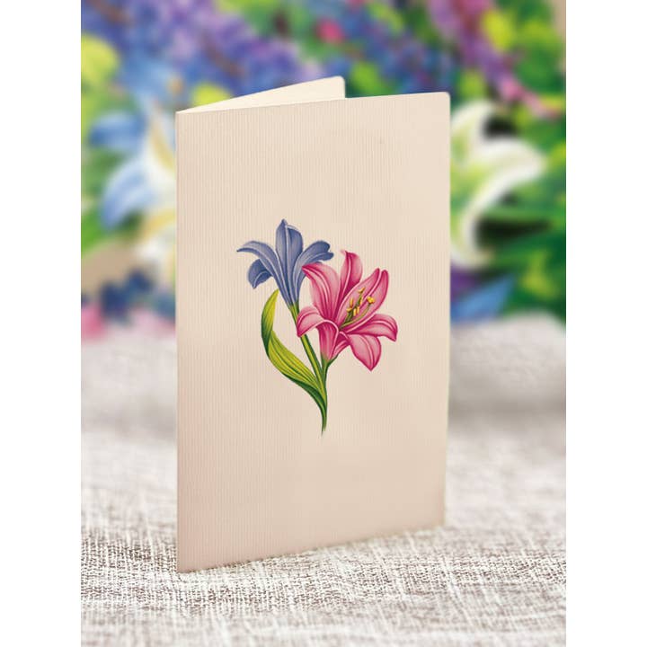 FreshCut Paper LLC - Wholesale Everyday Greeting Card - Mini Lilies & Lupines (10 Pop-up Greeting Cards)5
