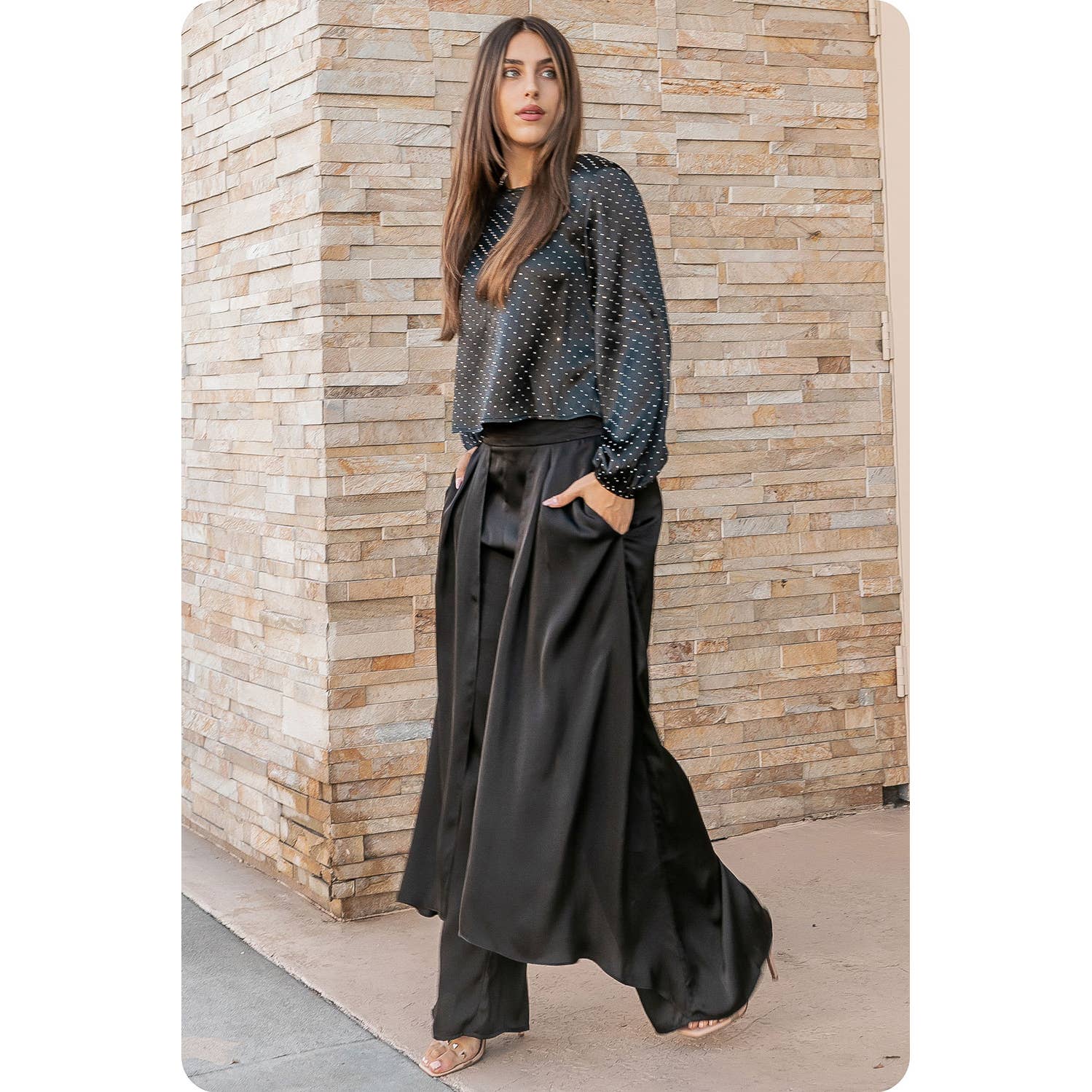 Strut & Bolt – Engroshandel Bukser - Dame – Overlay Satin Bukser Med Brede Ben5