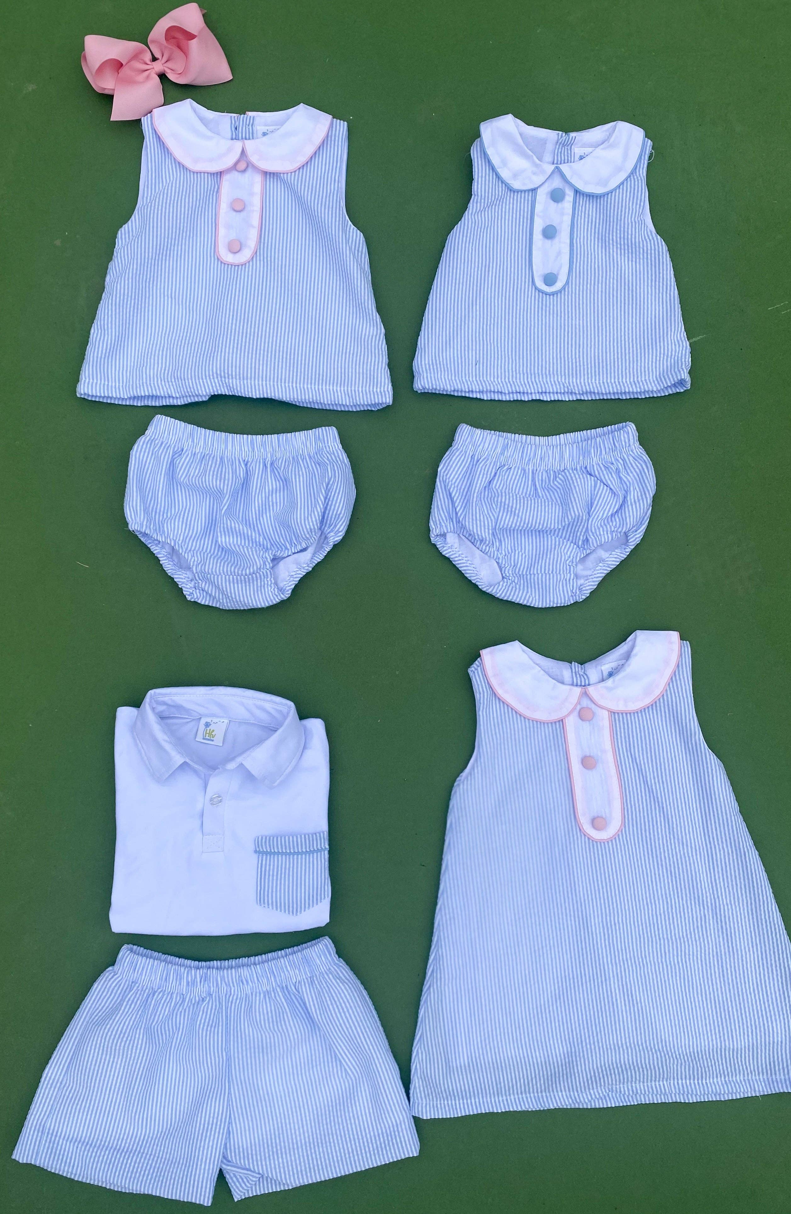 Huckleberry Hill Kids - Wholesale Top & Short Set - Kids - Seersucker Polo Short Set4