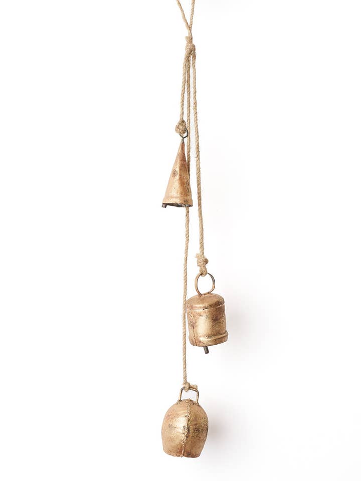 Trio Rustic Bells Hanging Wind Chime - Hand Tuned, Assorted for wholesale by Matr Boomie Fair Trade