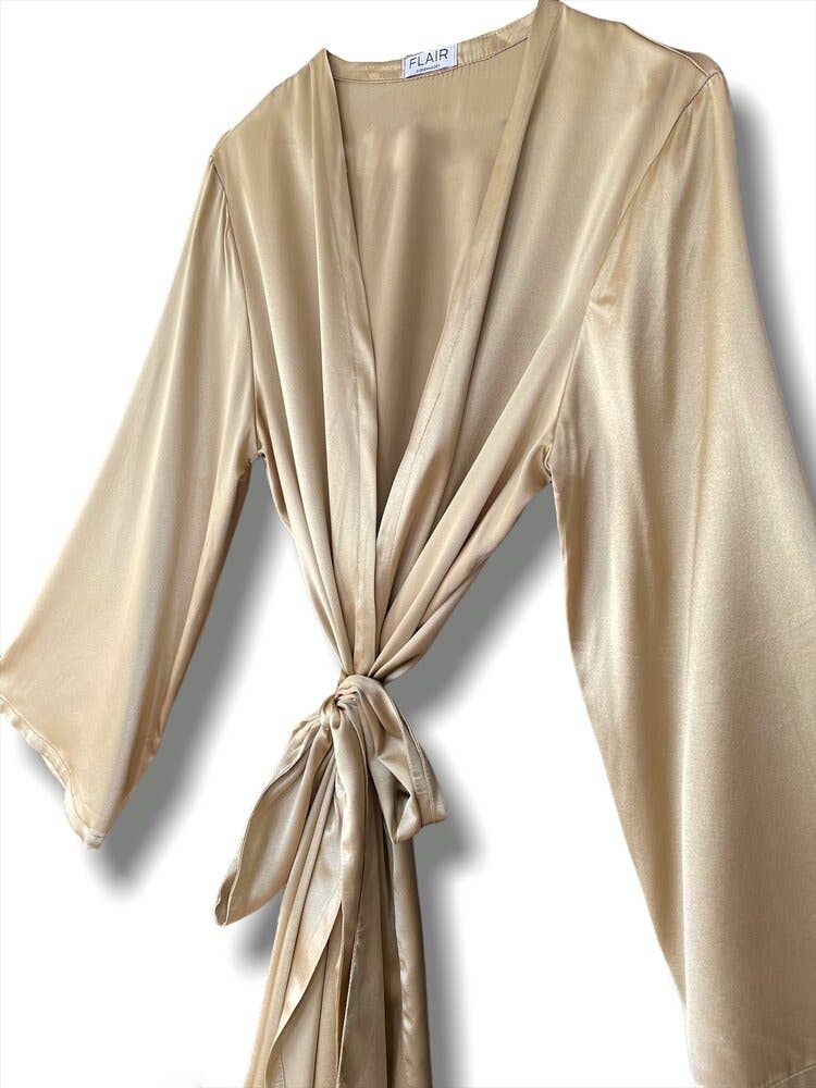 Flair Copenhagen – Engroshandel Morgenkåbe - Dame – Silkekjole i guld5