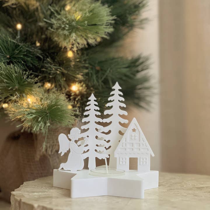 White Christmas Angel Tealight Holder for wholesale on Faire3