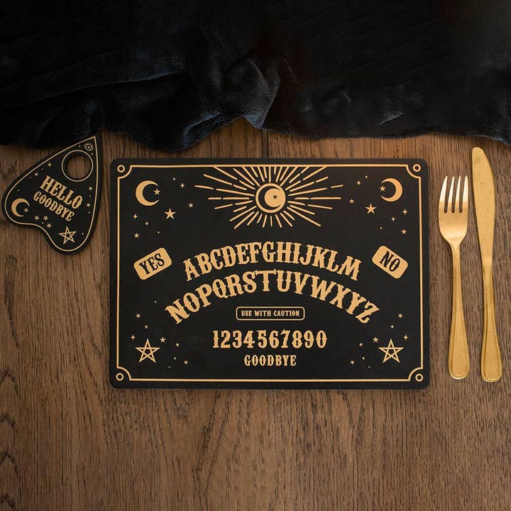 Black Gothic Ouija Talking Board Placemat and Planchette Coaster for wholesale by Something Different Wholesale