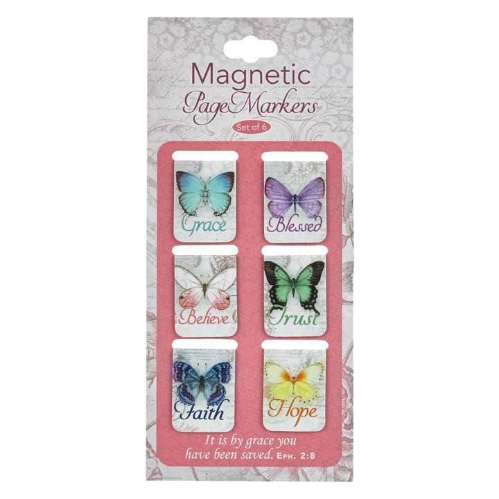 Christian Art Gifts - Wholesale Bookmark - Magnetic Bookmark Set Mini Butterfly Blessings