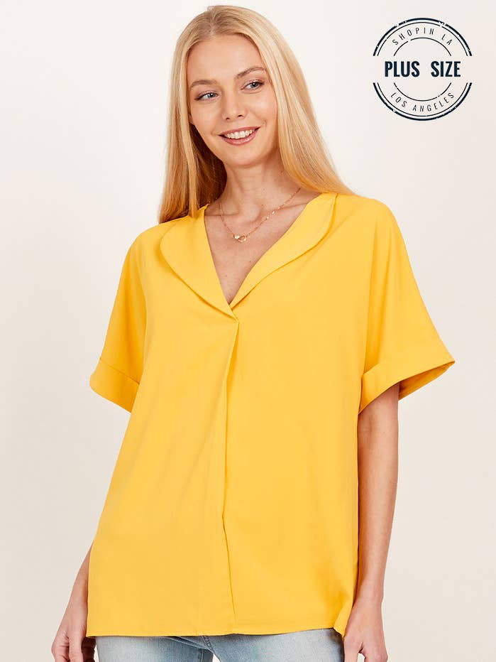 SPT5068P - PLUS HAUT AMPLE À COL UNI À MANCHES COURTES pour la vente par Shopin LA