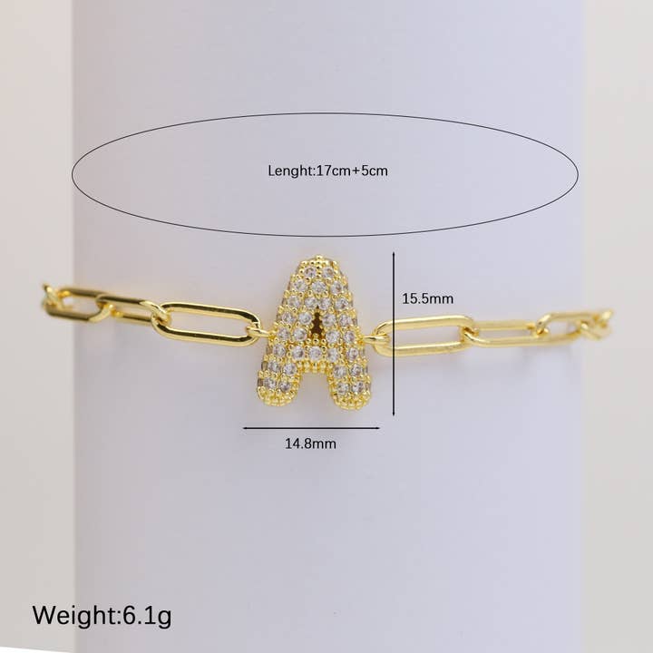 Savvy Bling - Wholesale Charm/Dangle Bracelet - CZ Initial Bubble Balloon Bracelet