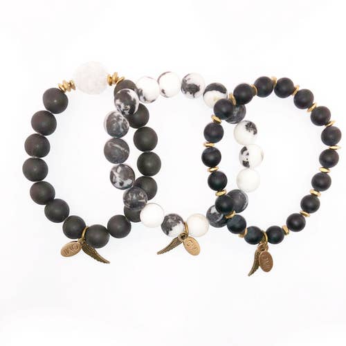 Black and White Druzy Trio 10mm-8mm for wholesale by omibeads