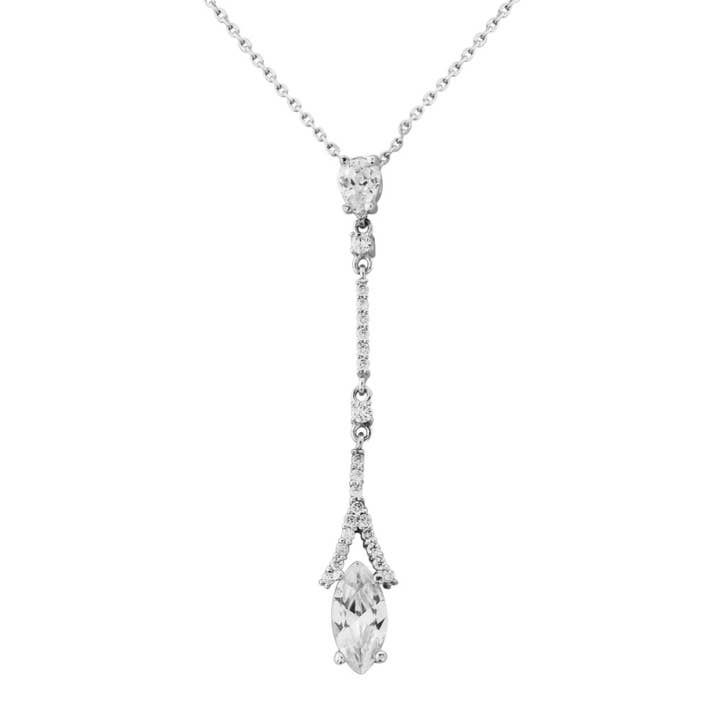 CUBIC ZIRCONIA COLLECTION - DAINTY SPARKLE NECKLACE - CZNK40 for wholesale by Athena Bridal Jewellery