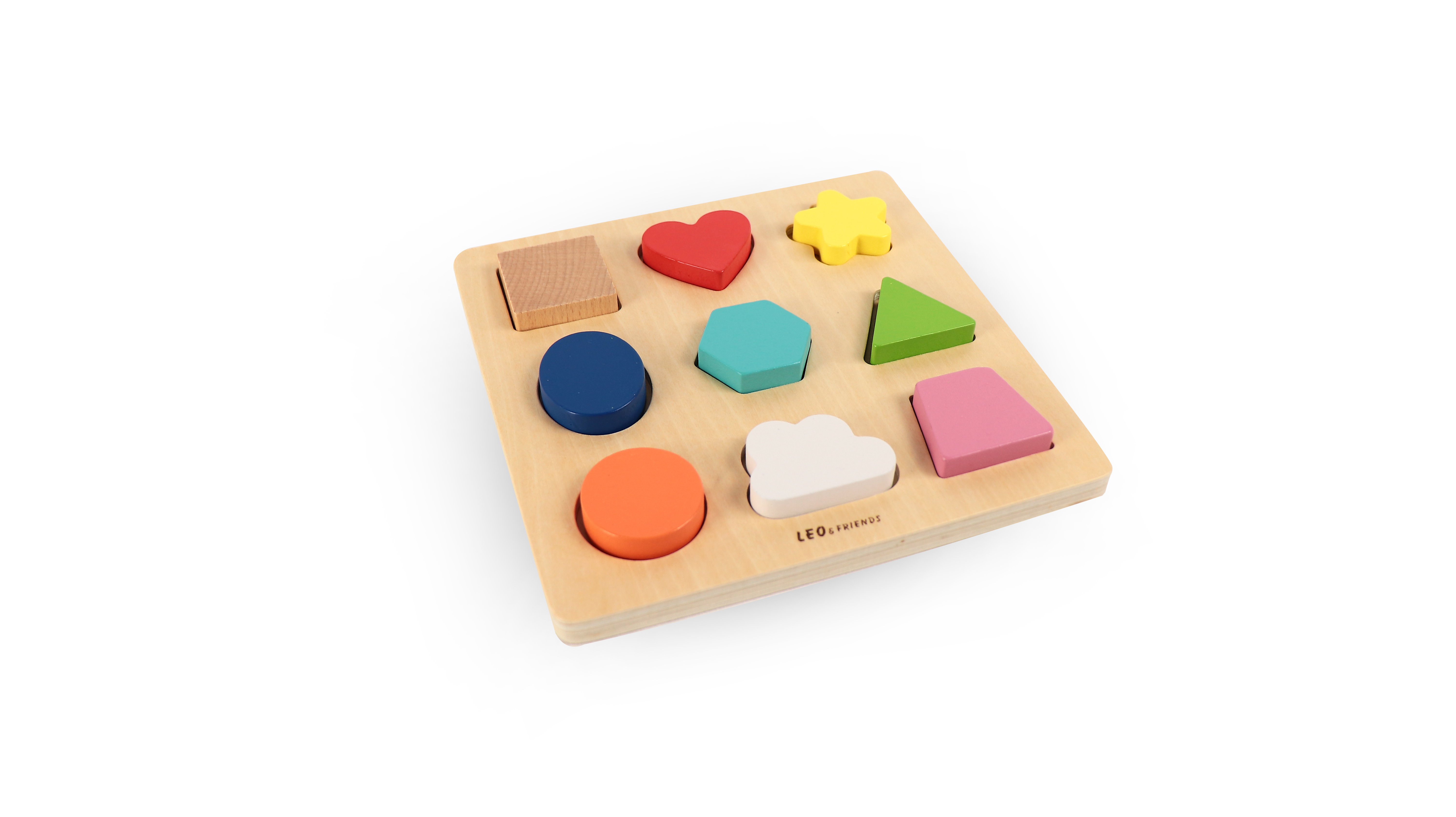 Leo & Friends - Vente Puzzle – enfant - Trieur de couleurs et de formes Leo & Friends, formes en bois colorées1