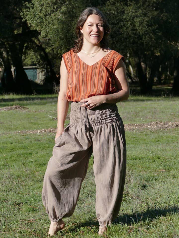 Zig Zag Asian Collection - Vendita all'ingrosso Pantalone - Donna - Pantaloni Harem con Vita Arricciata1