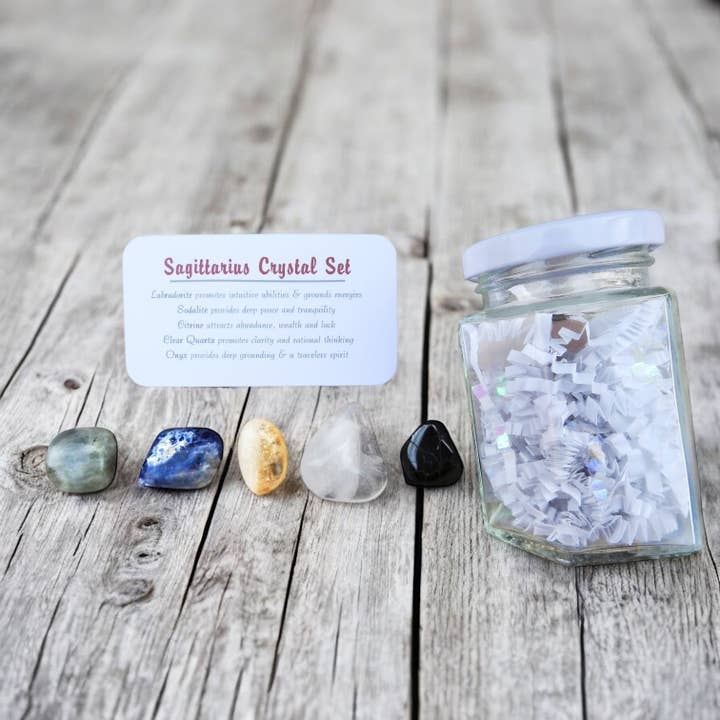 Sagittarius Zodiac Crystal Set in Jar for wholesale by Mindful Intentions®