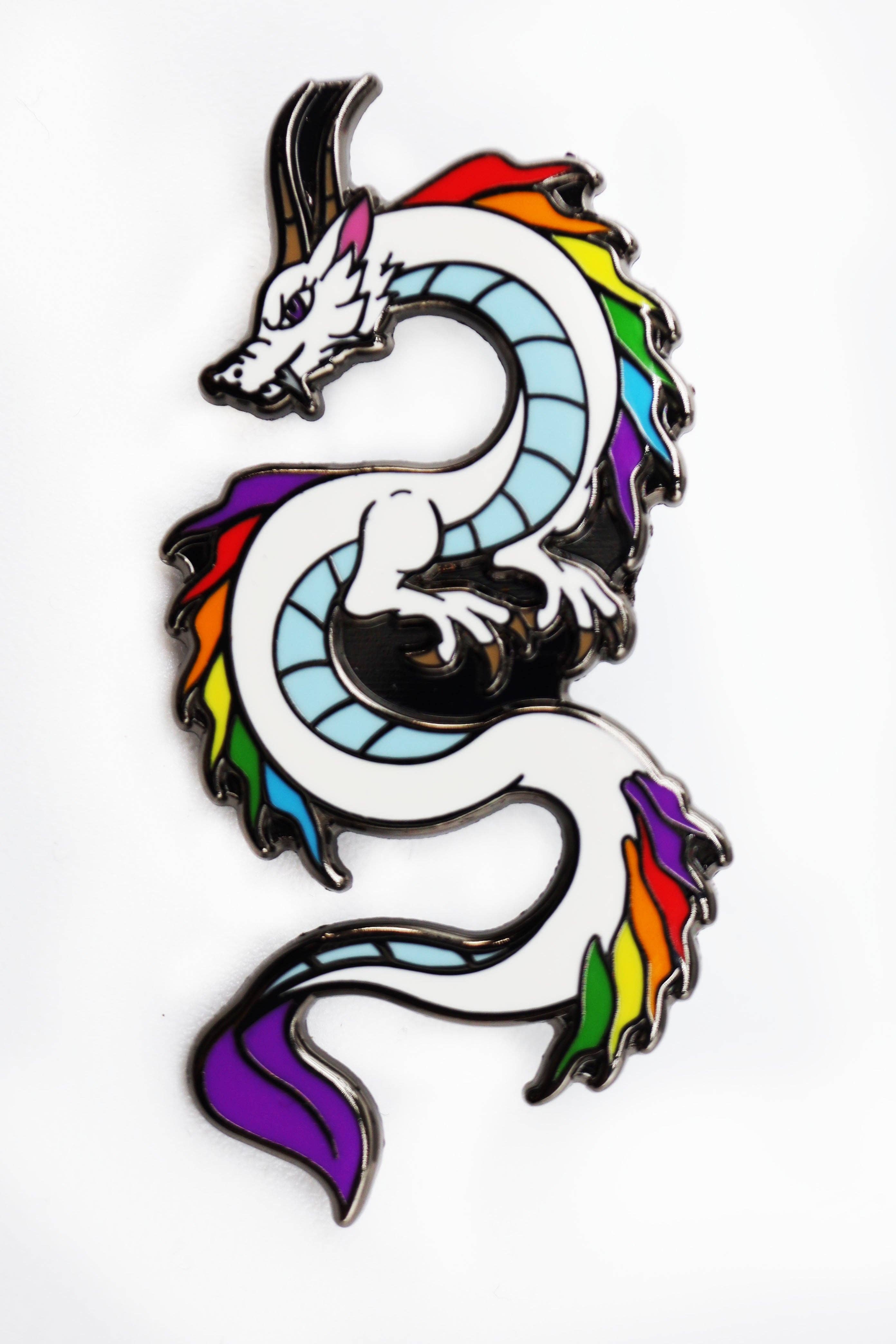 Foam Brain Games - Wholesale Lapel Pin/Button - Pride Dragon: Rainbow0