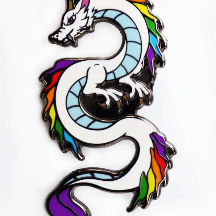 Foam Brain Games - Wholesale Lapel Pin/Button - Pride Dragon: Rainbow