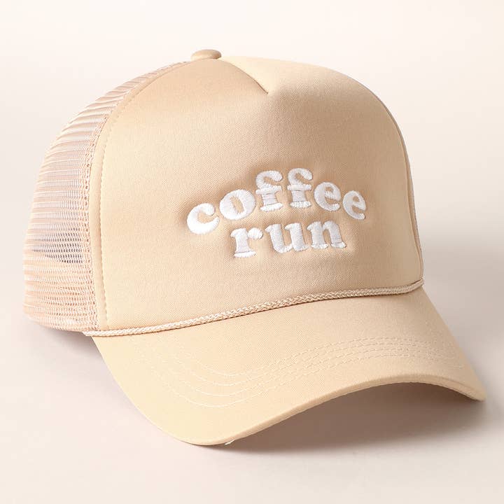 Fashion City - Wholesale Trucker Hat - Women's - Coffee Run Embroidered Trucker Cap