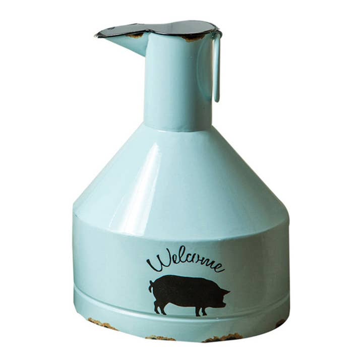 Decorative Metal Jug Blue for wholesale by Manual Woodworkers and Weavers, Inc.