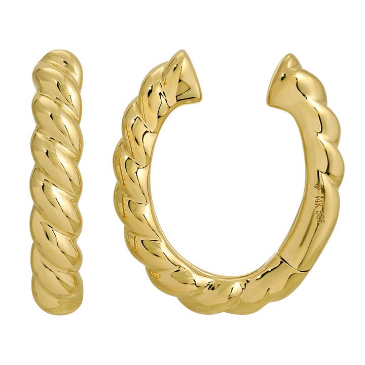 Orecchino a cerchio in oro 14K con design a spirale per la vendita all'ingrosso da parte di Izakov Fine Jewelry