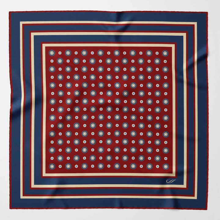 Pantera - Silk Pocket Square - Burgundy and Navy for wholesale by Elizabetta Made in Italy USA