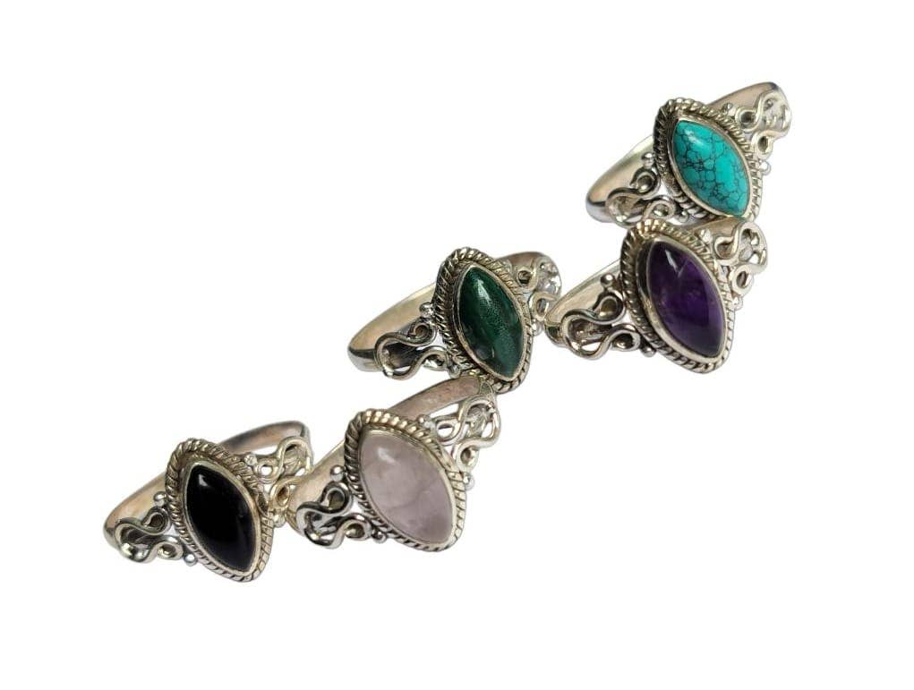 SILVER CAVE – wholesale Single stone/solitaire ring – Pack of 5 Natural Marquise Gemstone 925 Silver Rings3