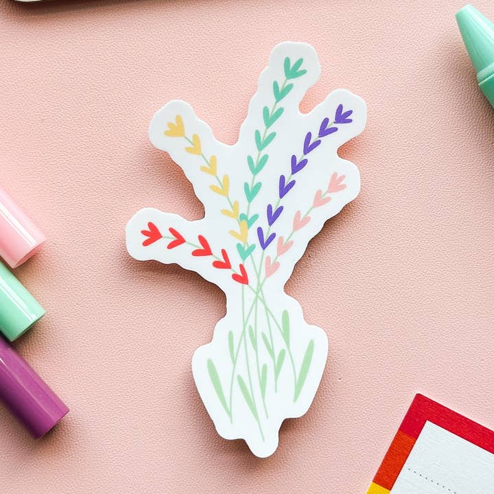 Sapphic Pride Flag blommigt klistermärke för wholesale av The Harpy Otter Co