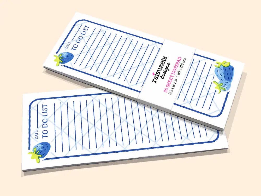 Oh So Nice Design Co. - Wholesale Notepad - Blue Strawberries To-Do List - Risograph Notepad1