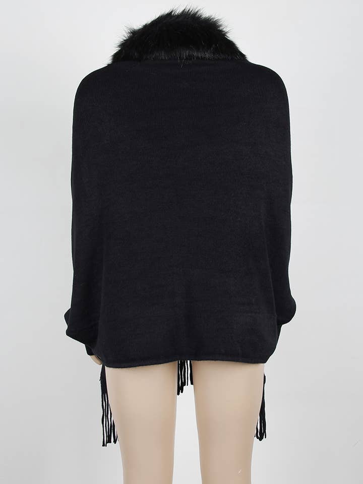 Rosa Clothing - Wholesale Fur/Faux Fur Coat - Women's - Winter tassel cape faux fur collar shawl 7 colors17