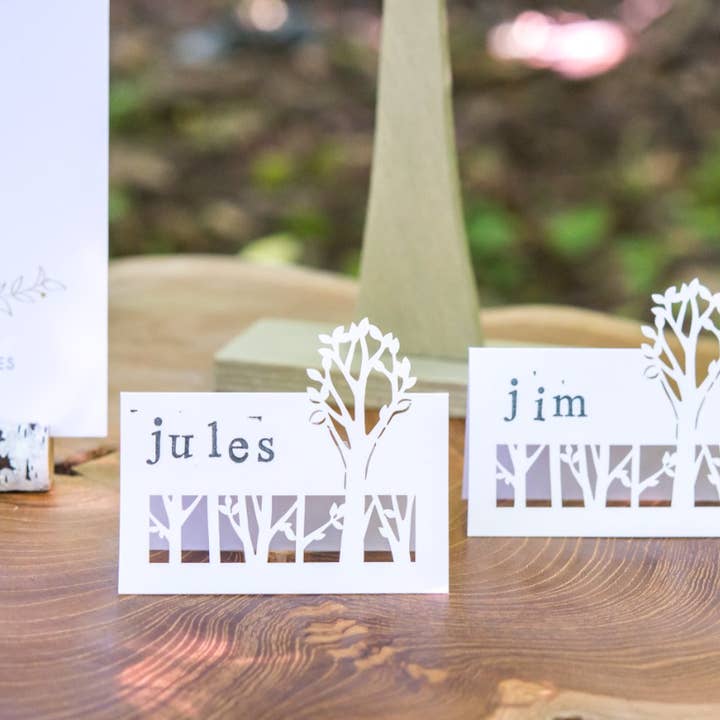 Woodland Pretty Laser Embossed Place Cards for wholesale by Weddingstar Inc.