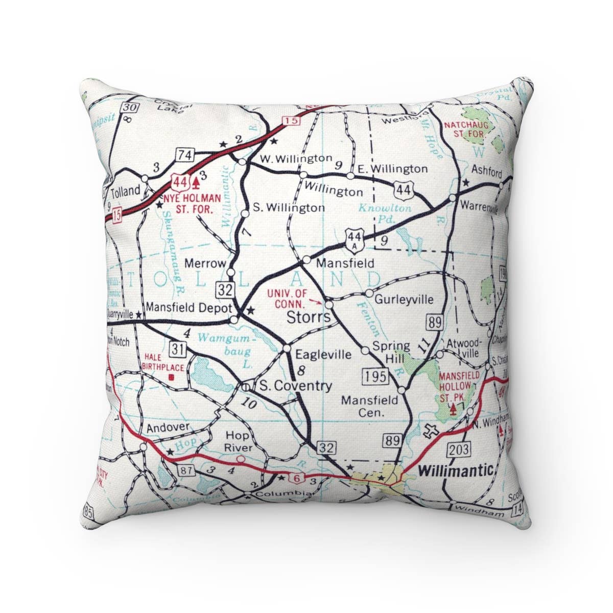 Daisy Mae Designs - Wholesale Throw/Decorative Pillow - University of Connecticut UConn Map Pillow0