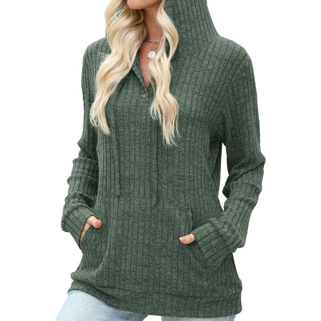 UNISHE – Hoodie – Mulher por atacado – Camisola com Capuz de Manga Comprida em Cor Sólida para Outono ZK35616