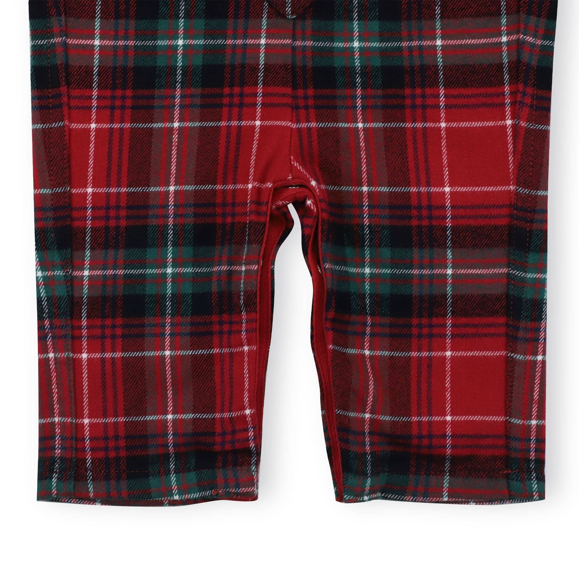 Rich Red Plaid Long Sleeve Button Front Romper for wholesale on Faire2