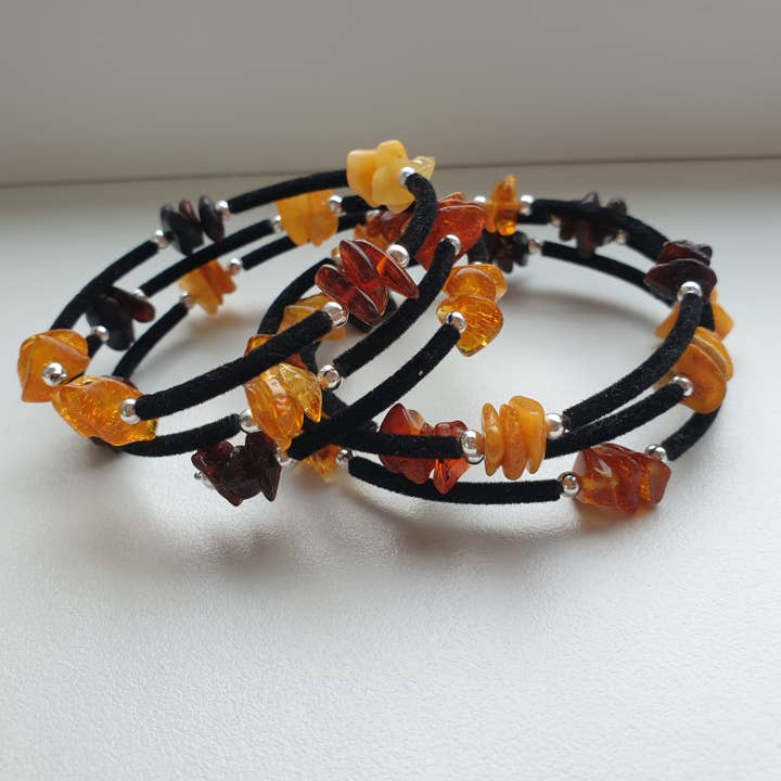 AmberLithuania - Wholesale Beaded Bracelet - Amber bracelet Adult Rough gemstine beaded bracelet Crystal6