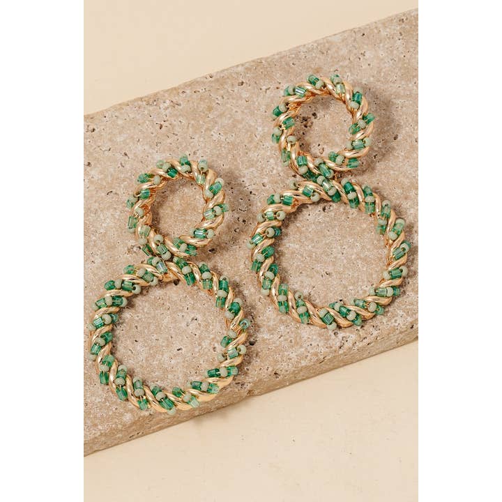 Anarchy Street - Wholesale Dangle Earrings - Bead And Wire Metallic Braid Hoops Dangle Earrings