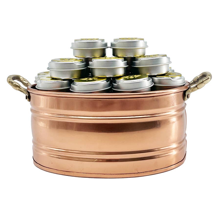 Honey House Naturals - Wholesale Lip Balm - Lip Butter TIN - Pop Top Lid Copper Pot Display - 36 Pieces15