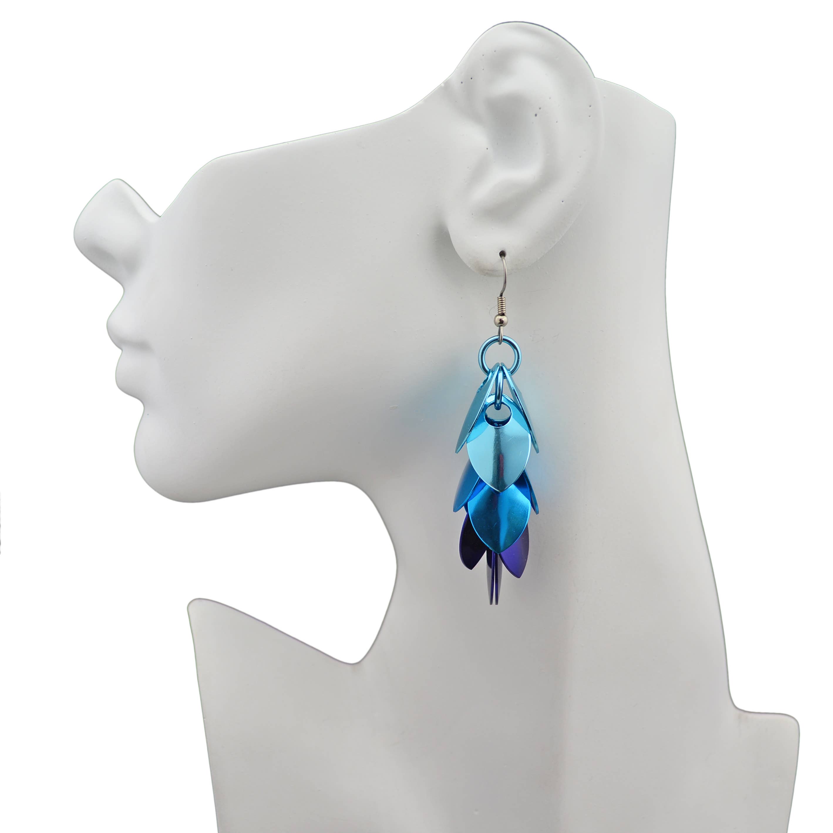 Rebeca Mojica Jewelry - Wholesale Dangle Earrings - Cascading Feathered Long Earrings - Chicago Blues4