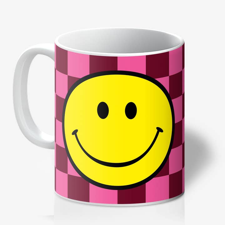 Love Frankie - Wholesale Coffee Mug - Checkmate Checkerboard Smiley Face Mugs - 6 Colours9