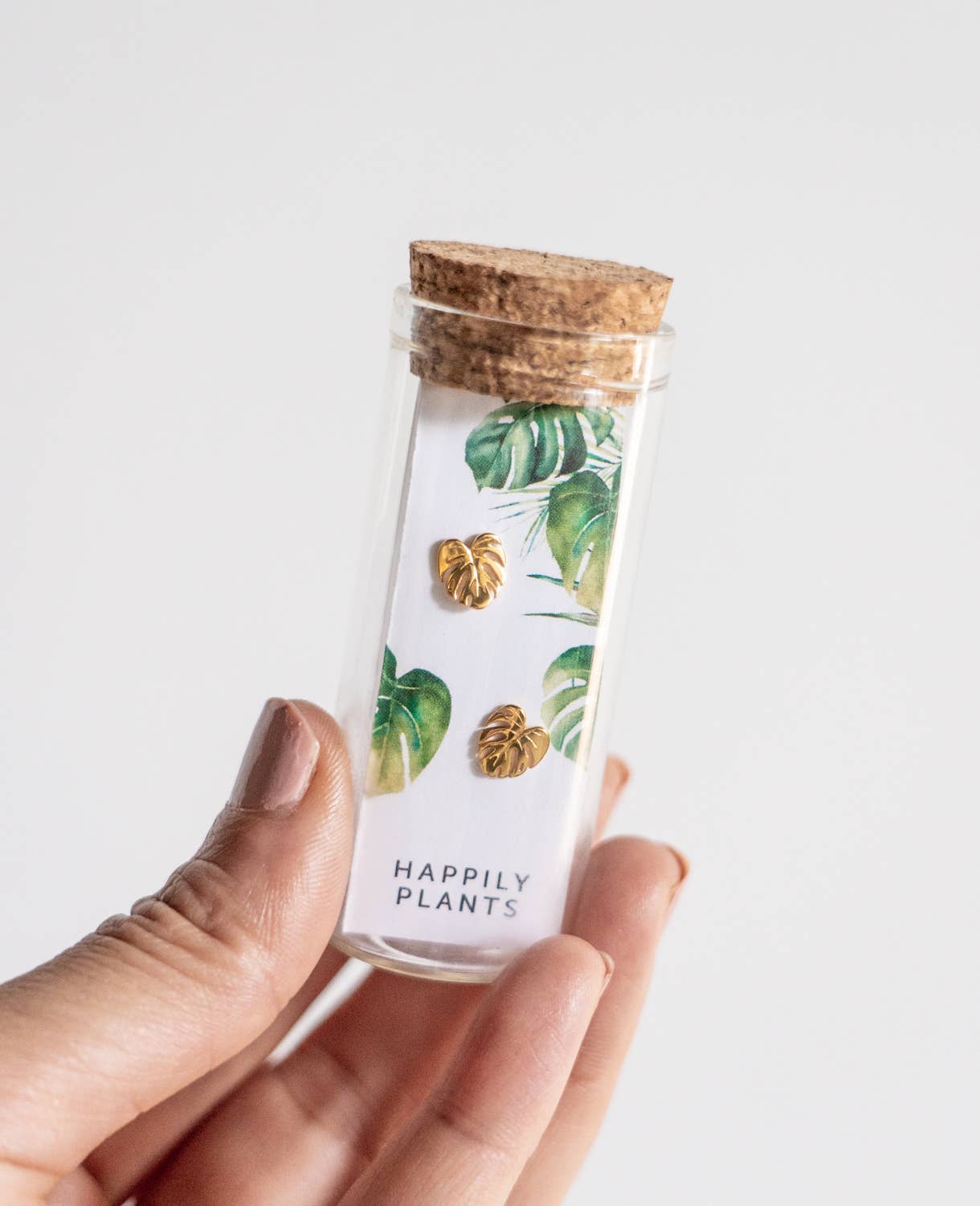 Happily Plants - Wholesale Stud/Post Earrings - Monstera Earring Studs - 18k Gold, Plant Earrings1