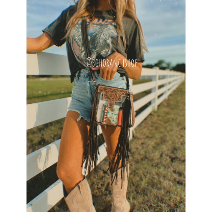 Boho Ranch Shop - Wholesale Crossbody Bag - Women's - SHAYNE SMALL - Hand Tooled Clear Crossbody Concert bag15