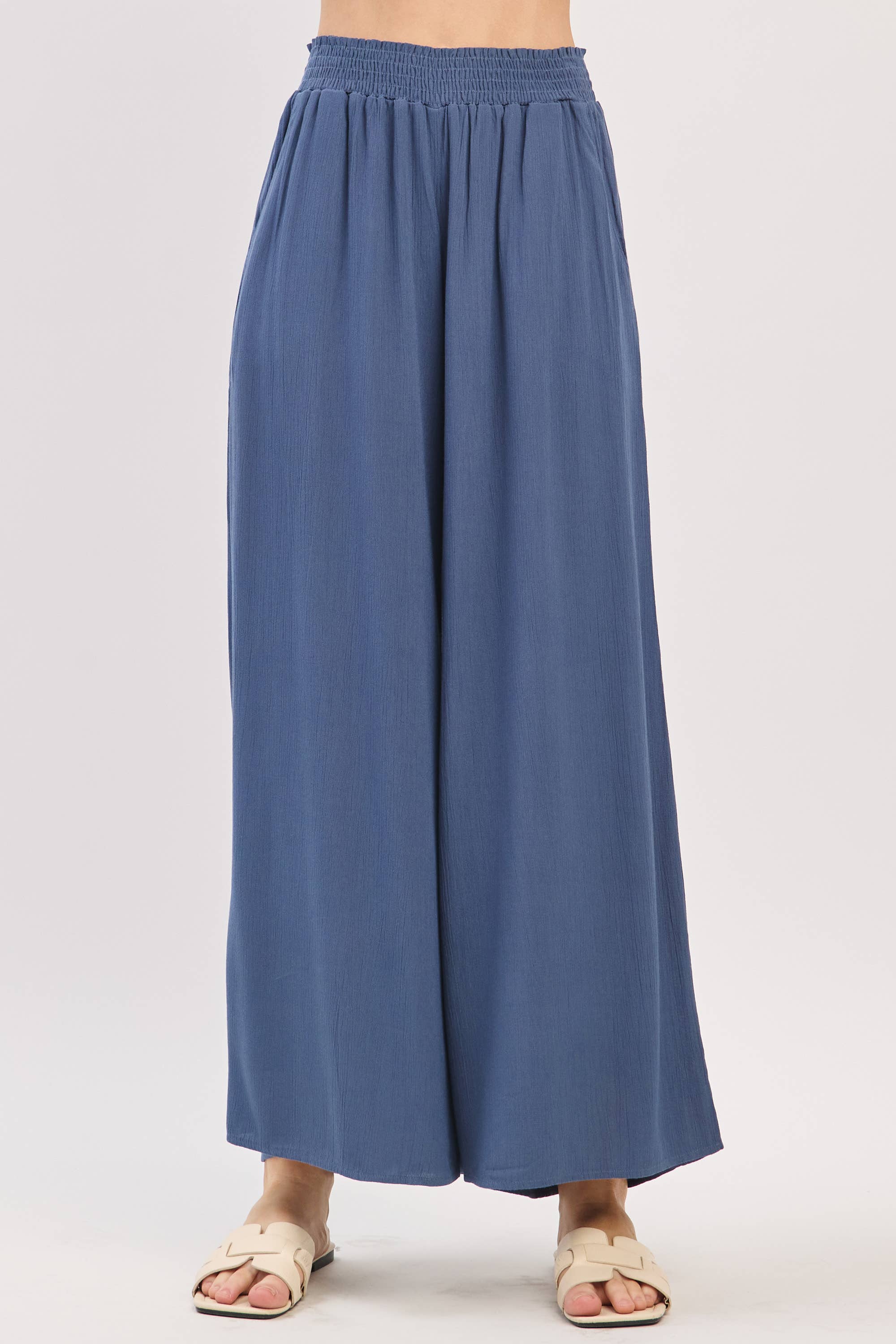 Final Touch - Wholesale Pants - Women's - Waist Smocked Wide Leg Pants - VLP70000310