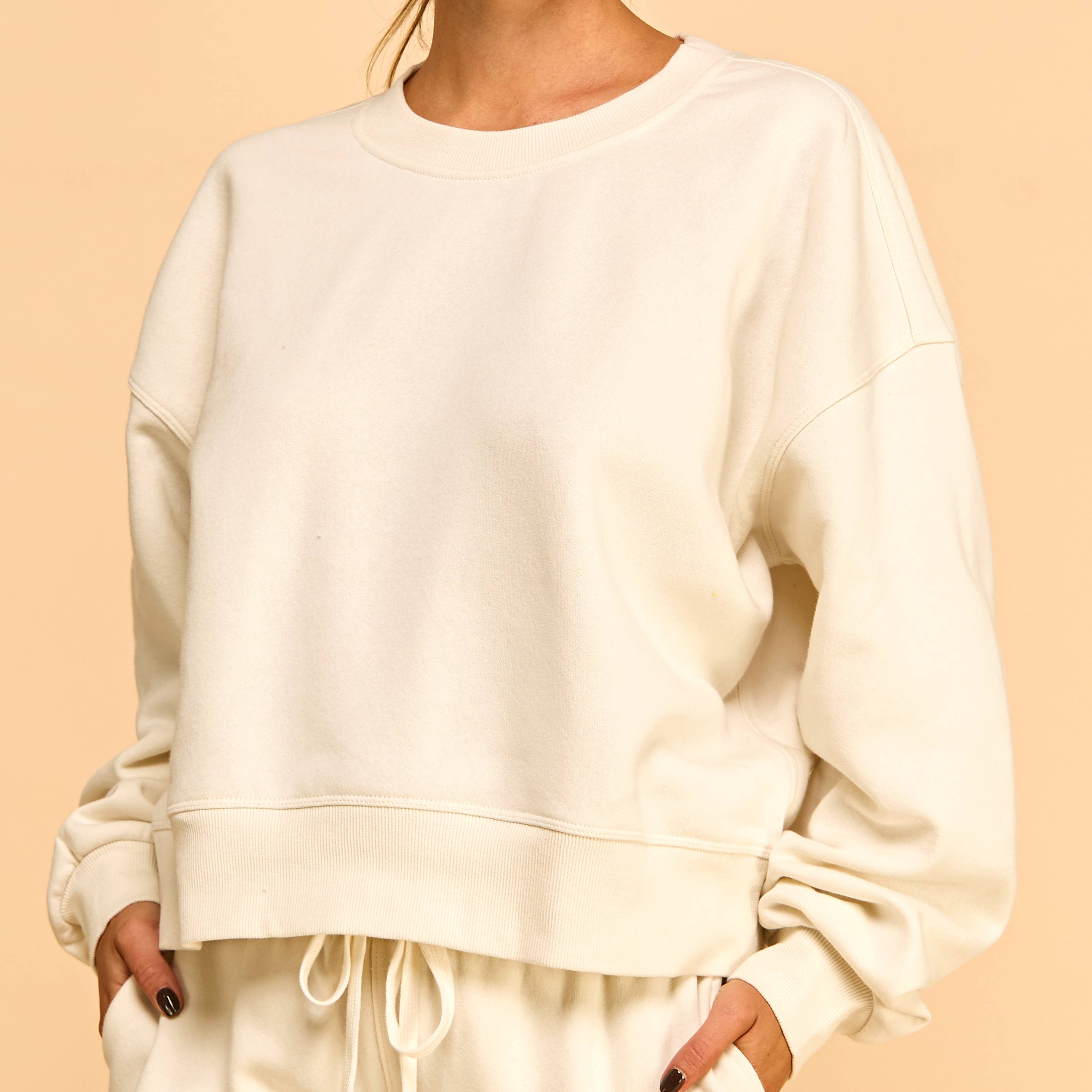 FREEZIA - Vente Sweat-shirt – femme - SWEAT-SHIRT COURT À COL ROND EN MOLLETON ULTRA DOUX-FZ000733