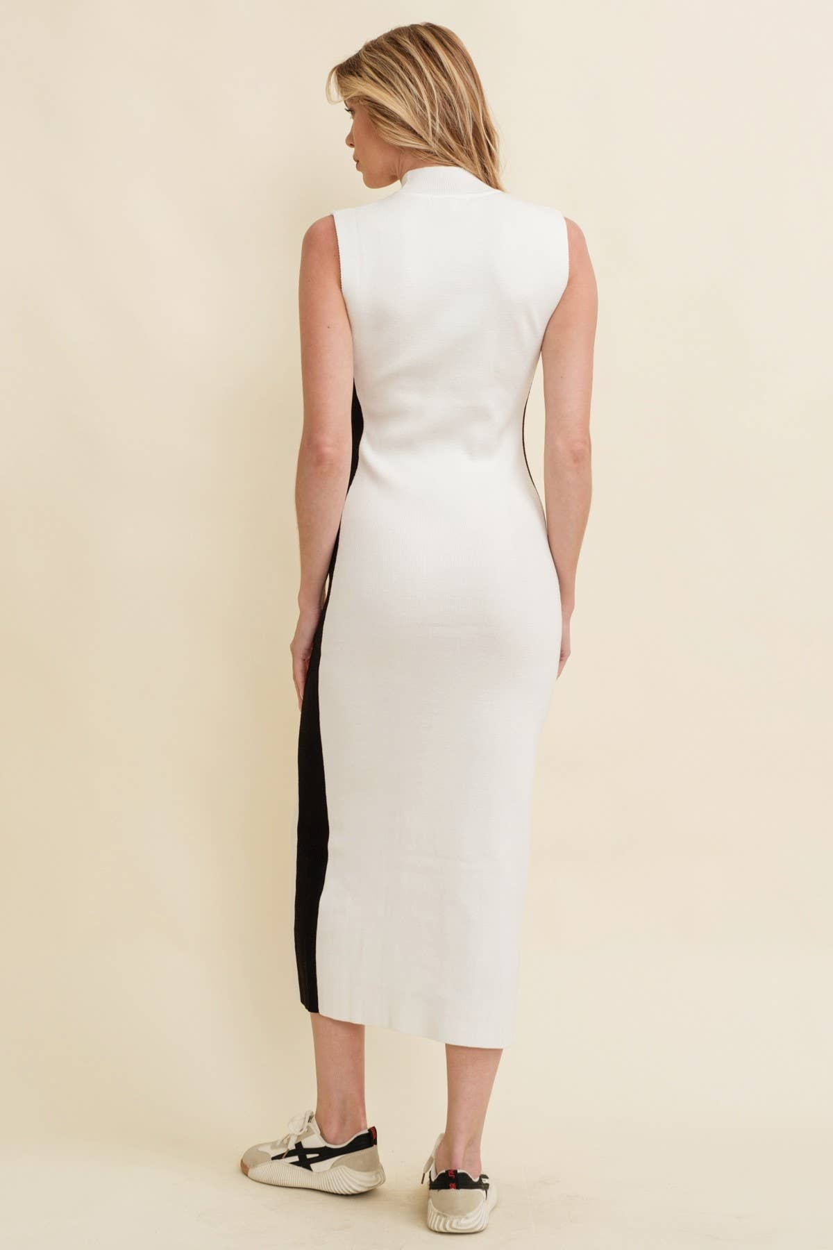 Cloud Ten - Vente Robe – femme - CSW9872B - ROBE MIDI MOULANTE CONTRASTANTE SUR LES CÔTÉS8