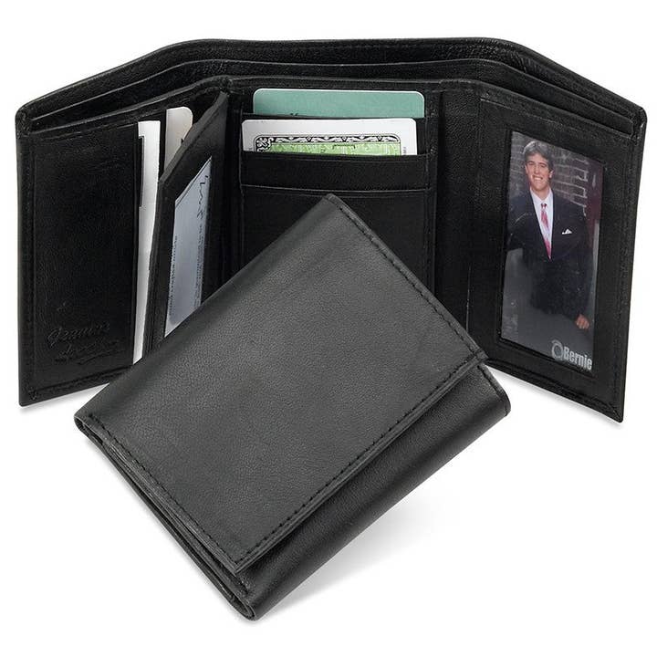 Black Leather Trifold Wallet - TR20 for wholesale by Western Express
