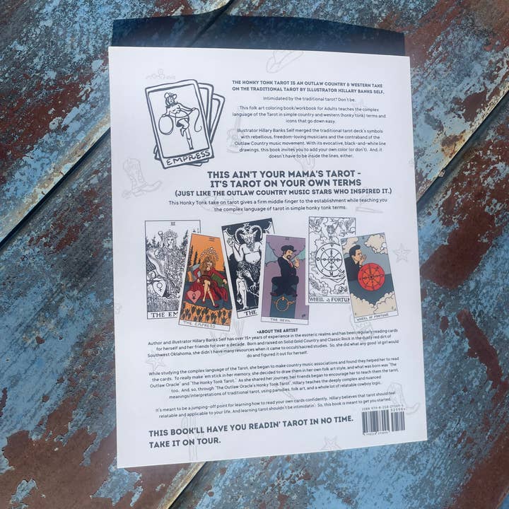 The Outlaw Oracle - Wholesale Tarot Cards - The Outlaw Oracle's Honky Tonk Tarot Colorin' Book - Rebel T13