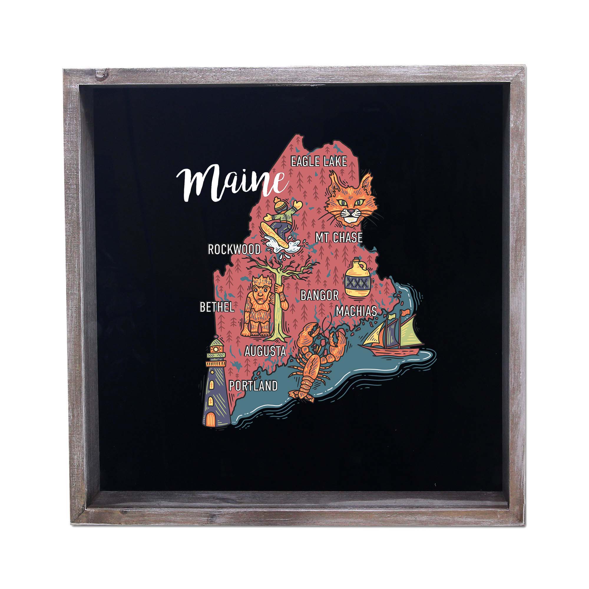 Torched Products - Wholesale Sign - State Map Design Shadow Box - Gray18