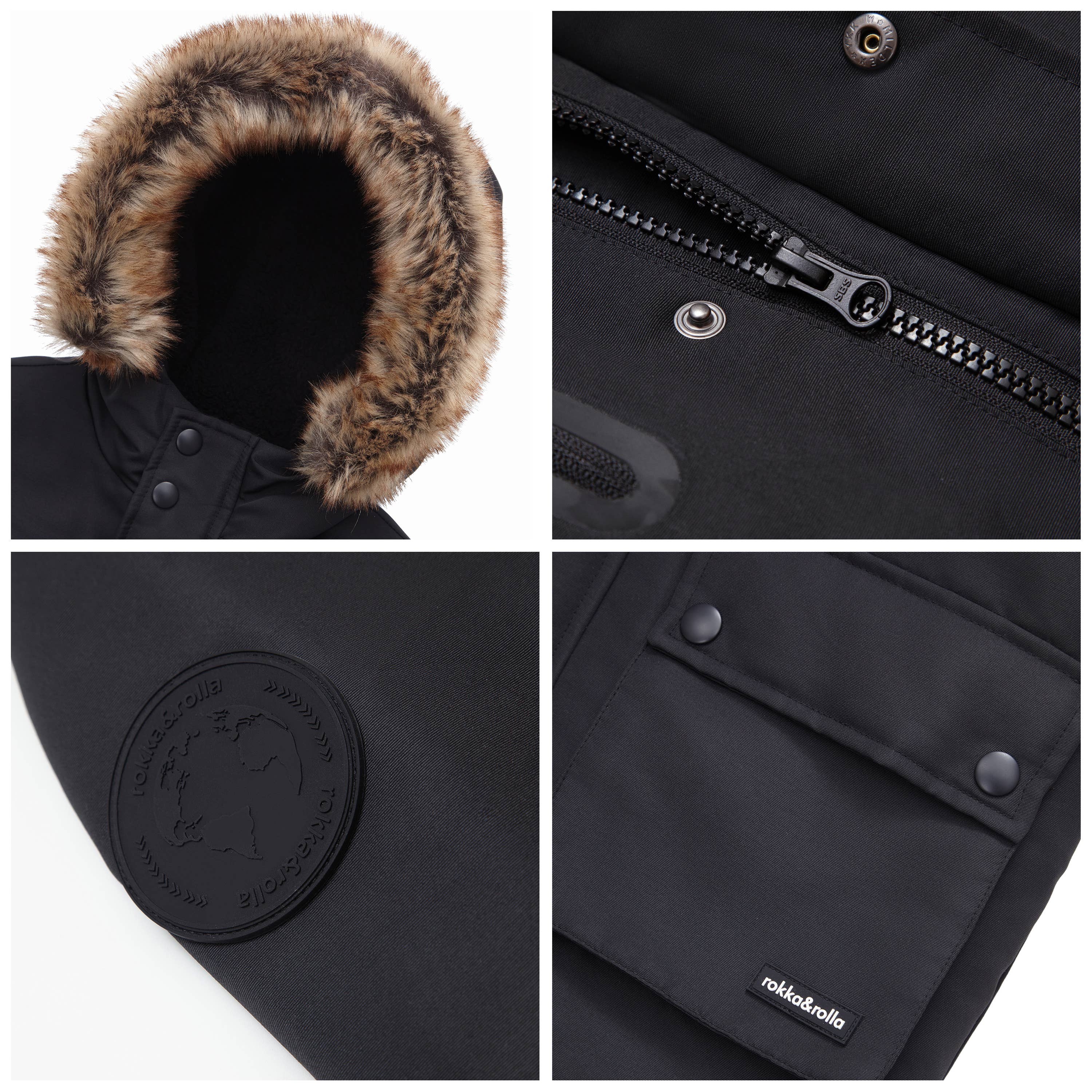 Rokka & Rolla - Wholesale Parka - Kids - Boys' Winter Coat with Faux Fur Hood Parka Jacket32