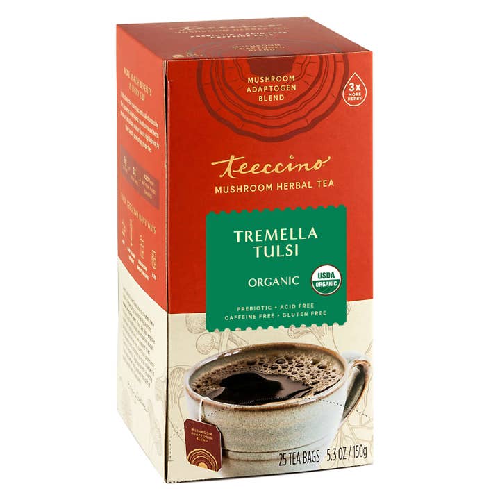 Teeccino - Wholesale Health/Detox Tea - Tremella Tulsi Cardamom Mushroom Herbal Tea- Organic
