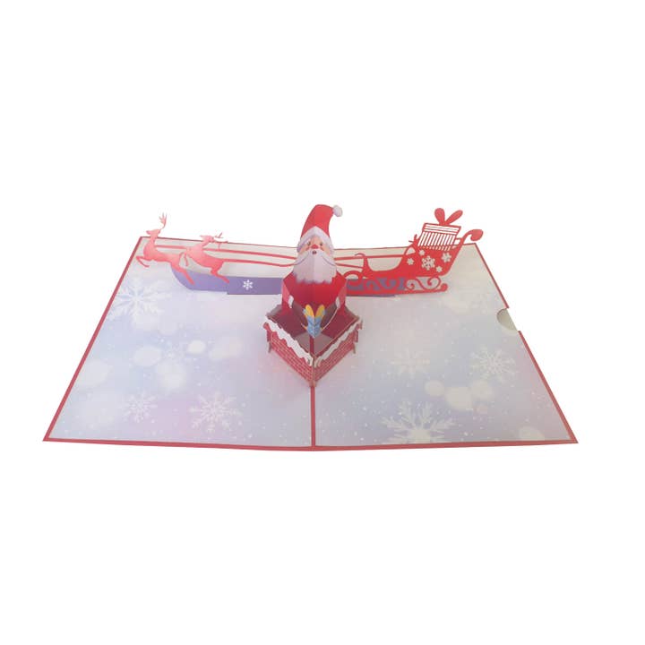 RF Distribution - Wholesale Christmas Decoration - PupUp 3D Santa Claus in the fireplace greeting card