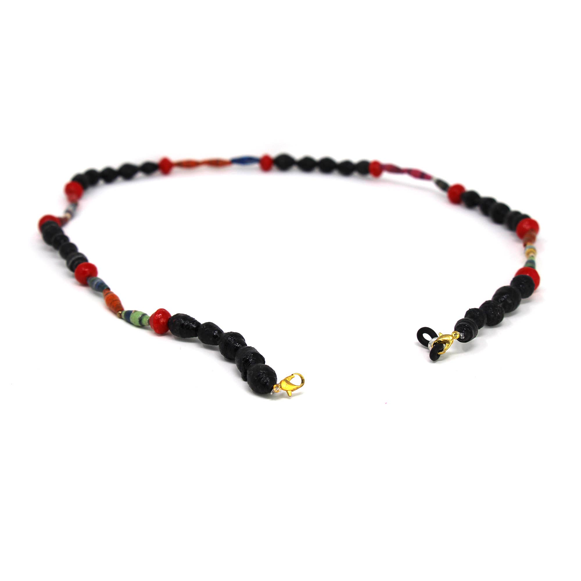 Global Crafts - Wholesale Beaded/Pearl Necklace - Face Mask/Eyeglass Paper Bead Chain, Black and Red2