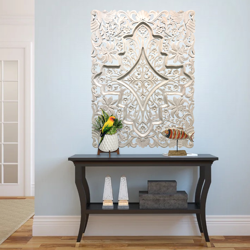 Wilco Home - Venta al por mayor Papel pintado 3D - Placa de pared tallada en 3D de Costa de Marfil, tallada a mano, de la India1