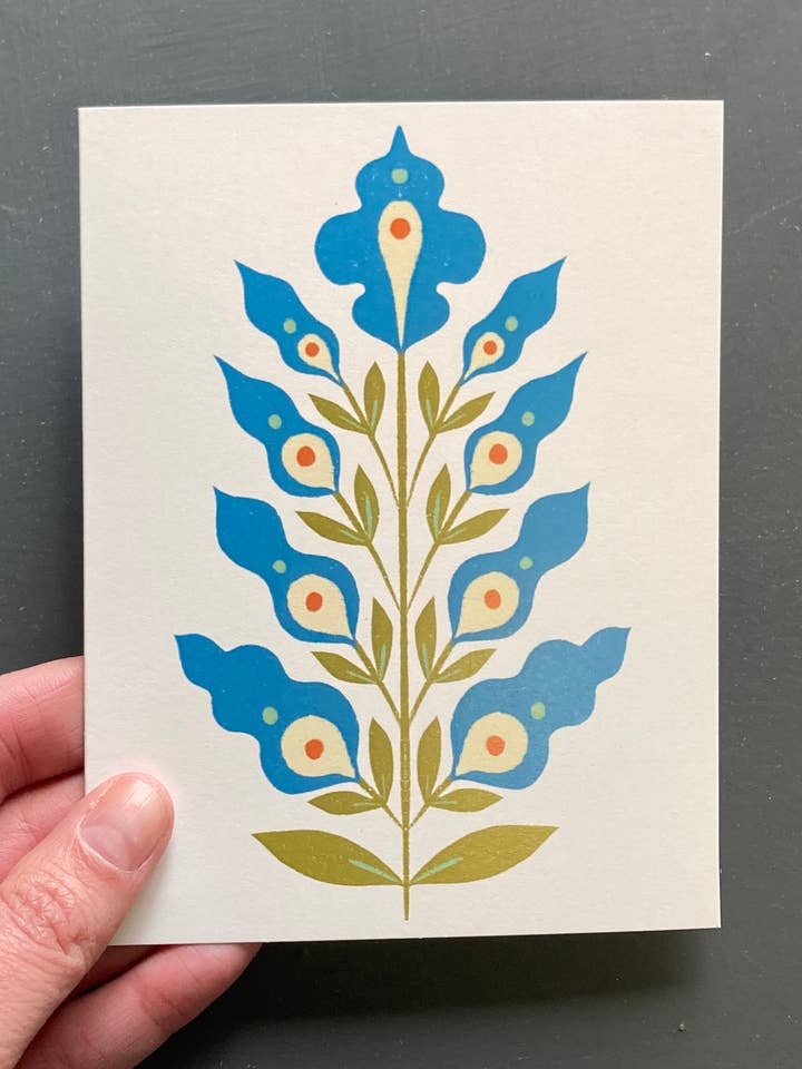 Floral I blank greeting card for wholesale by Maren Inga