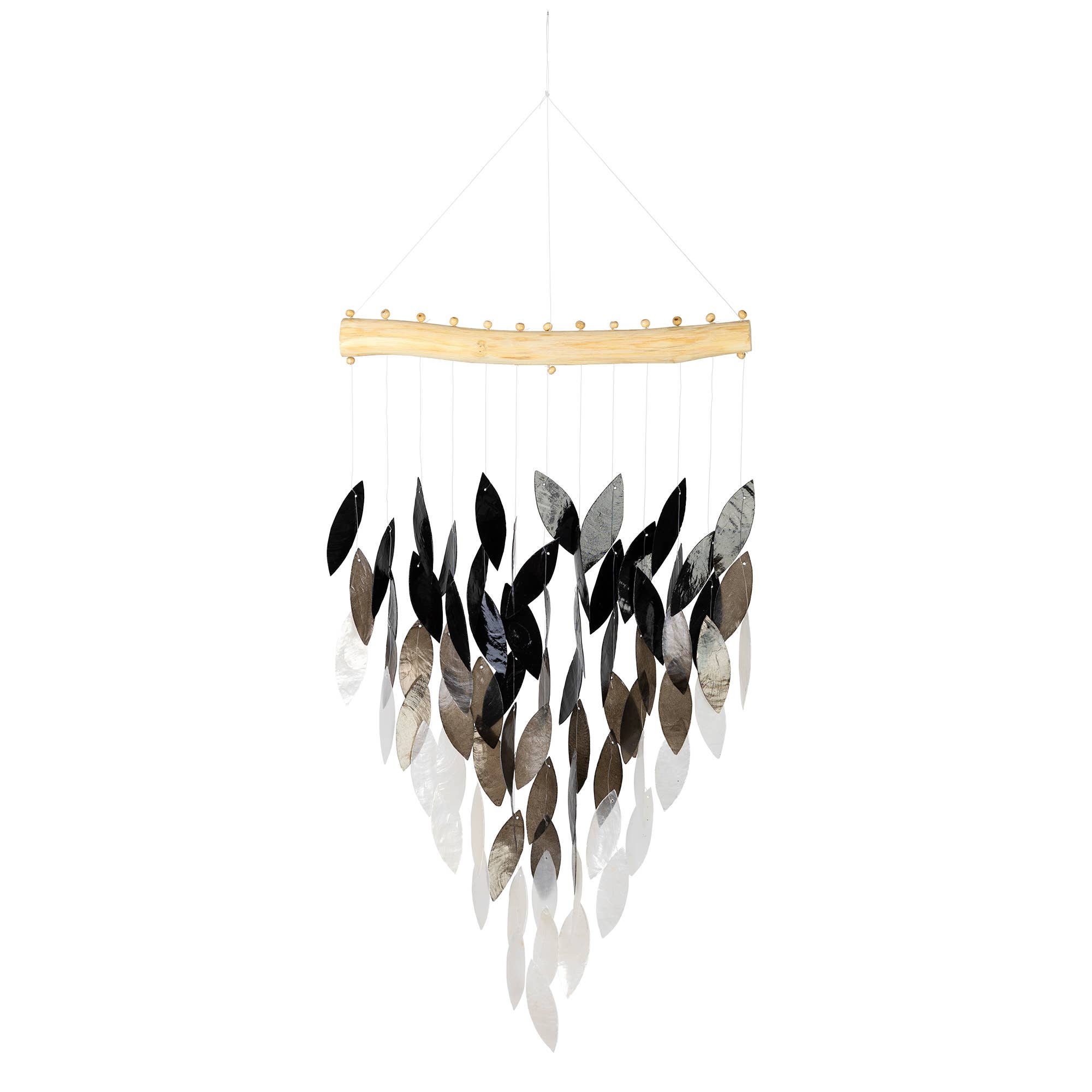 Cohasset Gifts – Espanta-espíritos por atacado – Carrilhão Capiz Leaf Wind - Preto & Branco1